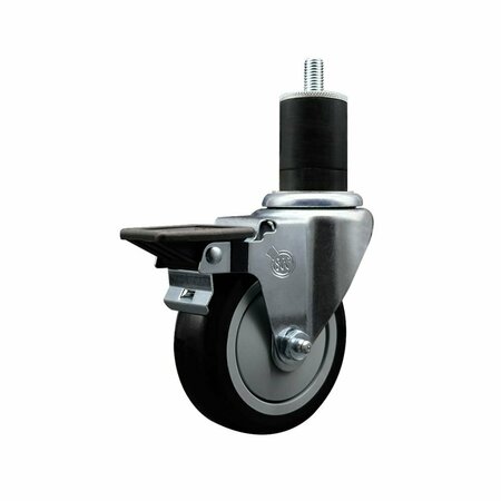 SERVICE CASTER 4'' Black Poly Swivel 1-3/4'' Expanding Stem Caster with Brake SCC-EX20S414-PPUB-BLK-PLB-134